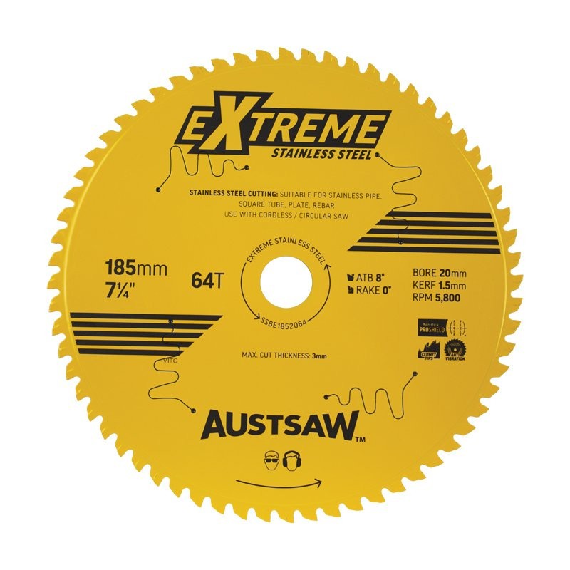 Alpha Austsaw Extreme Stainless Steel Blade 185mm x 20 x 64T